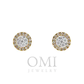 10K GOLD ROUND DIAMOND CLUSTER EARRINGS 0.93 CTW