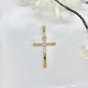 10k Two-Tone Gold Religious Crucifix