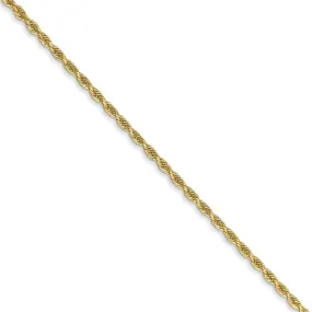 1.3mm 14k Yellow Gold Solid Diamond Cut Rope Chain Necklace