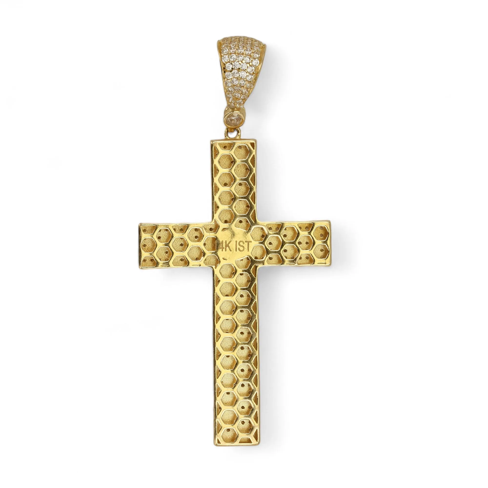 14K Yellow gold greek style cross pendant-322430