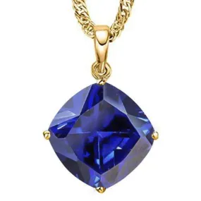 1.58 CT LAB TANZANITE 10KT SOLID YELLOW GOLD PENDANT