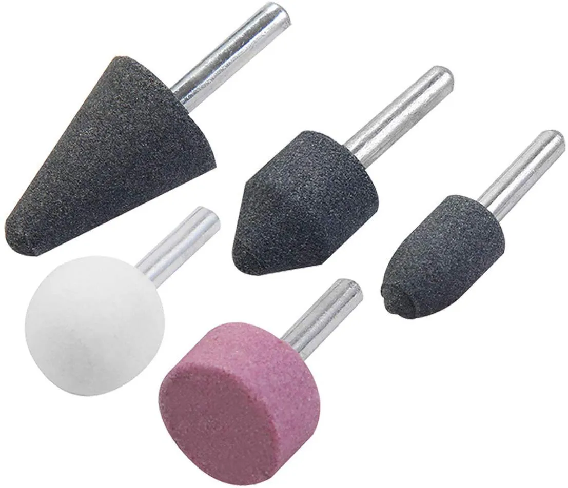 5 Pcs 6mm (1/4in) Shank Abrasive Mounted Stone Rotary Tool Bits