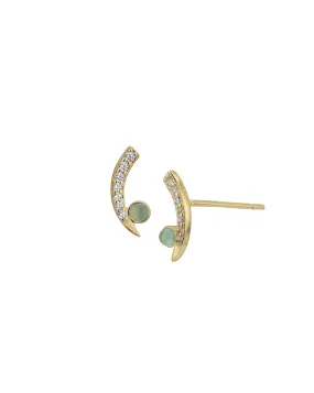 925 Sterling Silver Gold Plated with CZ Crecent Stud Earring for women