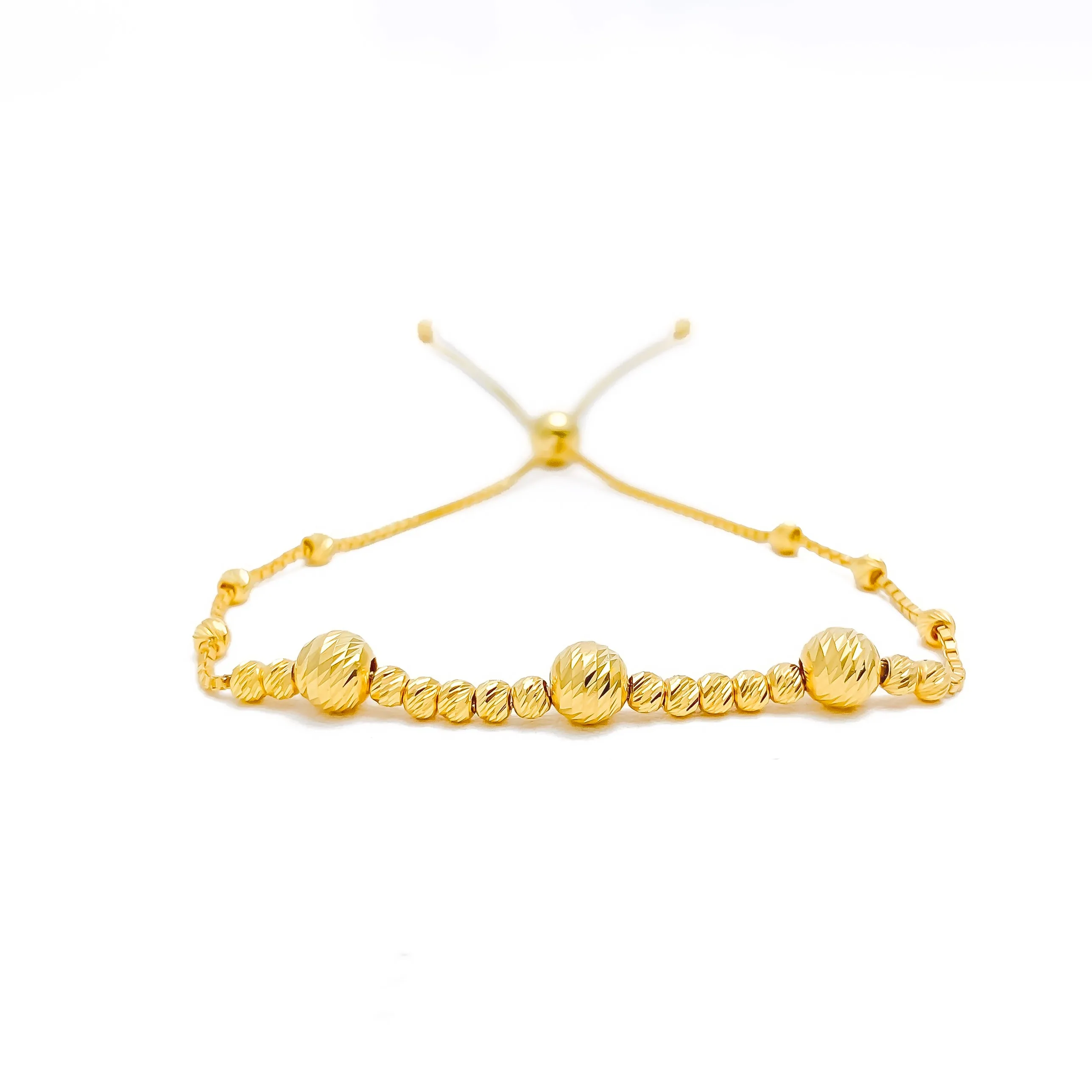 Alternating Striped 21k Gold Bolo Bracelet