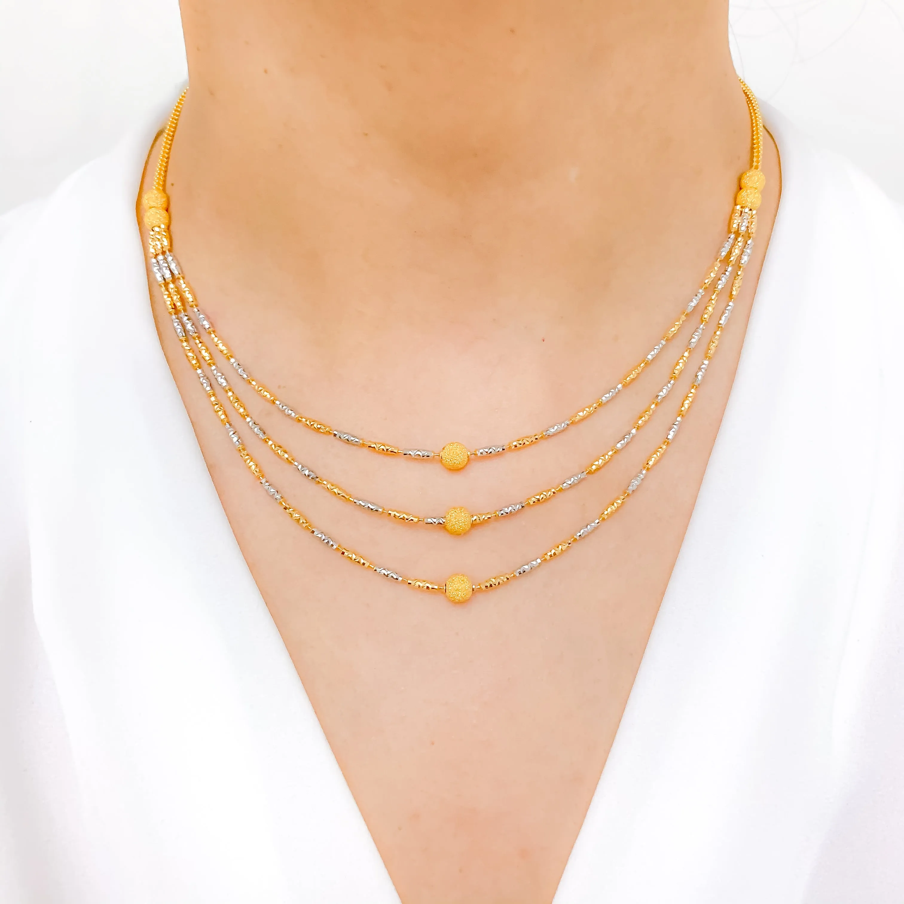 Alternating Two-Tone Necklace Set