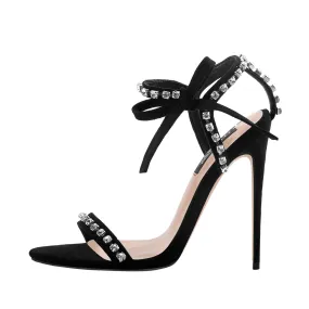 Ankle Strap Rhinestone Stiletto Sandals