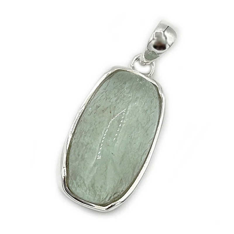 Aquamarine Boho Gemstone Silver Pendant