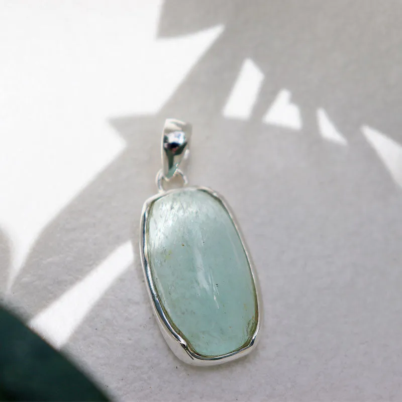 Aquamarine Boho Gemstone Silver Pendant