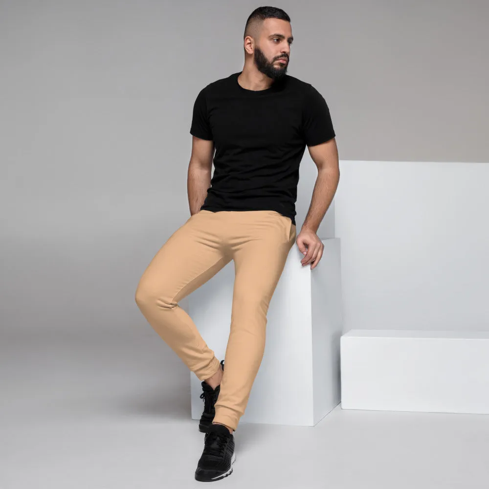 Beige Nude Men's Joggers, Solid Color Modern Premium Sweatpants For Men-Made in EU/MX