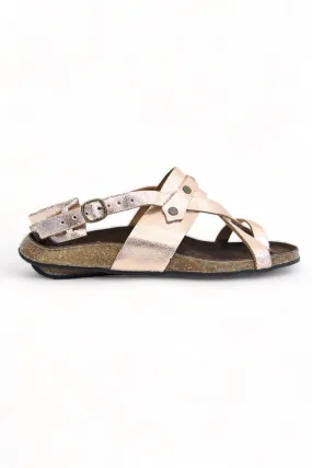 BOSABO CORK OLD METAL ROSE GOLD LEATHER SANDALS