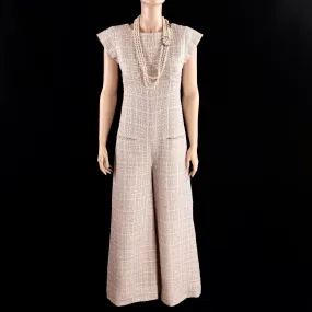 Chanel Spring Cruise 2018 Ecru Metallic Tweed Jumpsuit Size 36