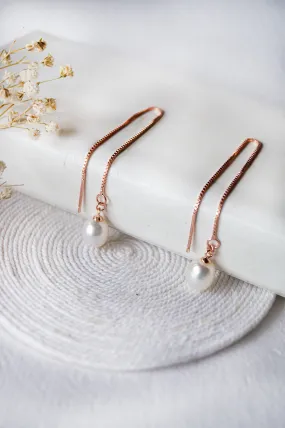 Delicate Yet Versatile Rose Gold Plated Sterling Silver Threader Slip On Earrings