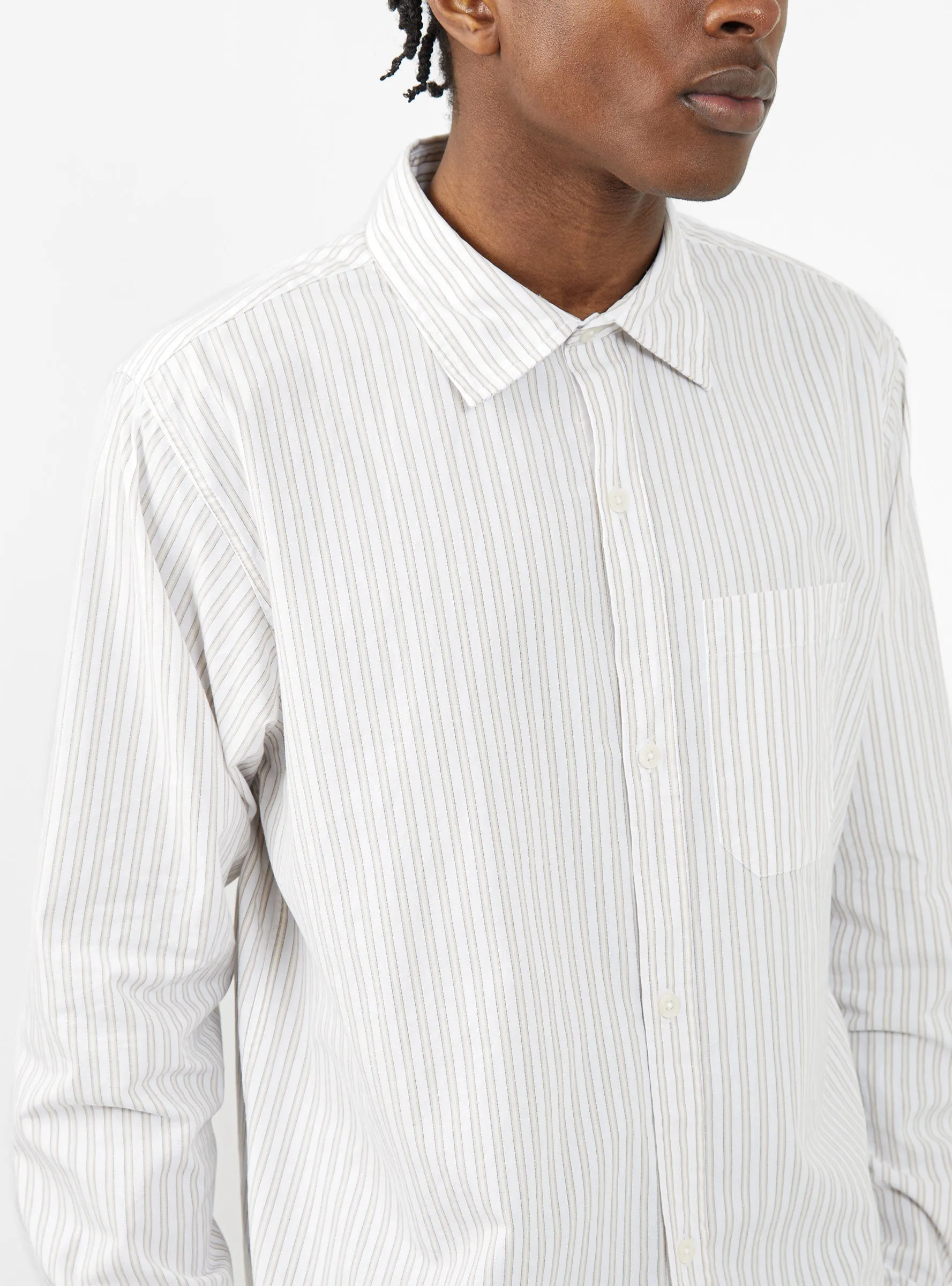 Distant Shirt White & Butter Stripe