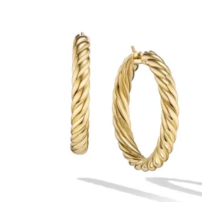 DY 1.5 Sculpted Cable Hoop Earrings in 18K Yellow Gold