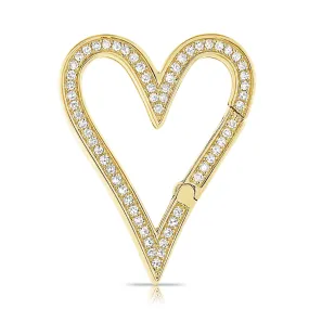 Elongated Heart Pave Clasp Charm