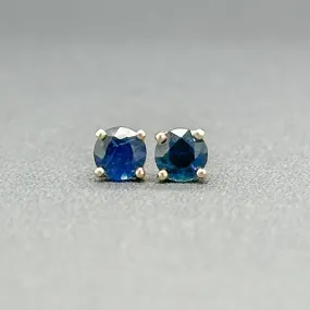 Estate 14K Y Gold 4mm 0.60ctw Sapphire Stud Earrings