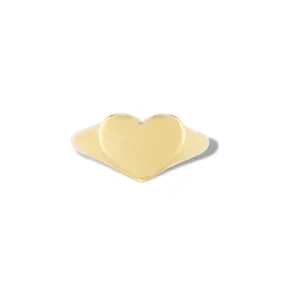 Gold Heart Signet Ring