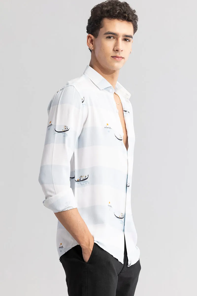 Graphic Banded Light Blue Shirt