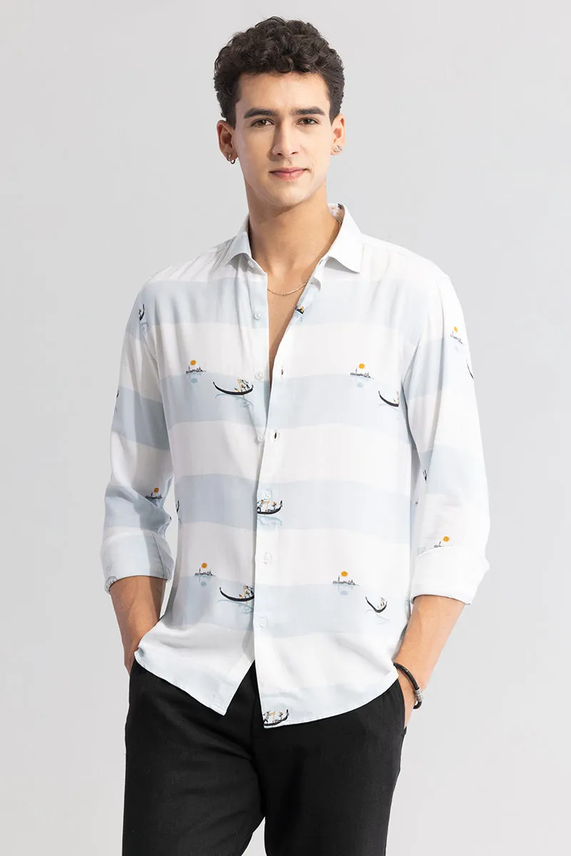 Graphic Banded Light Blue Shirt