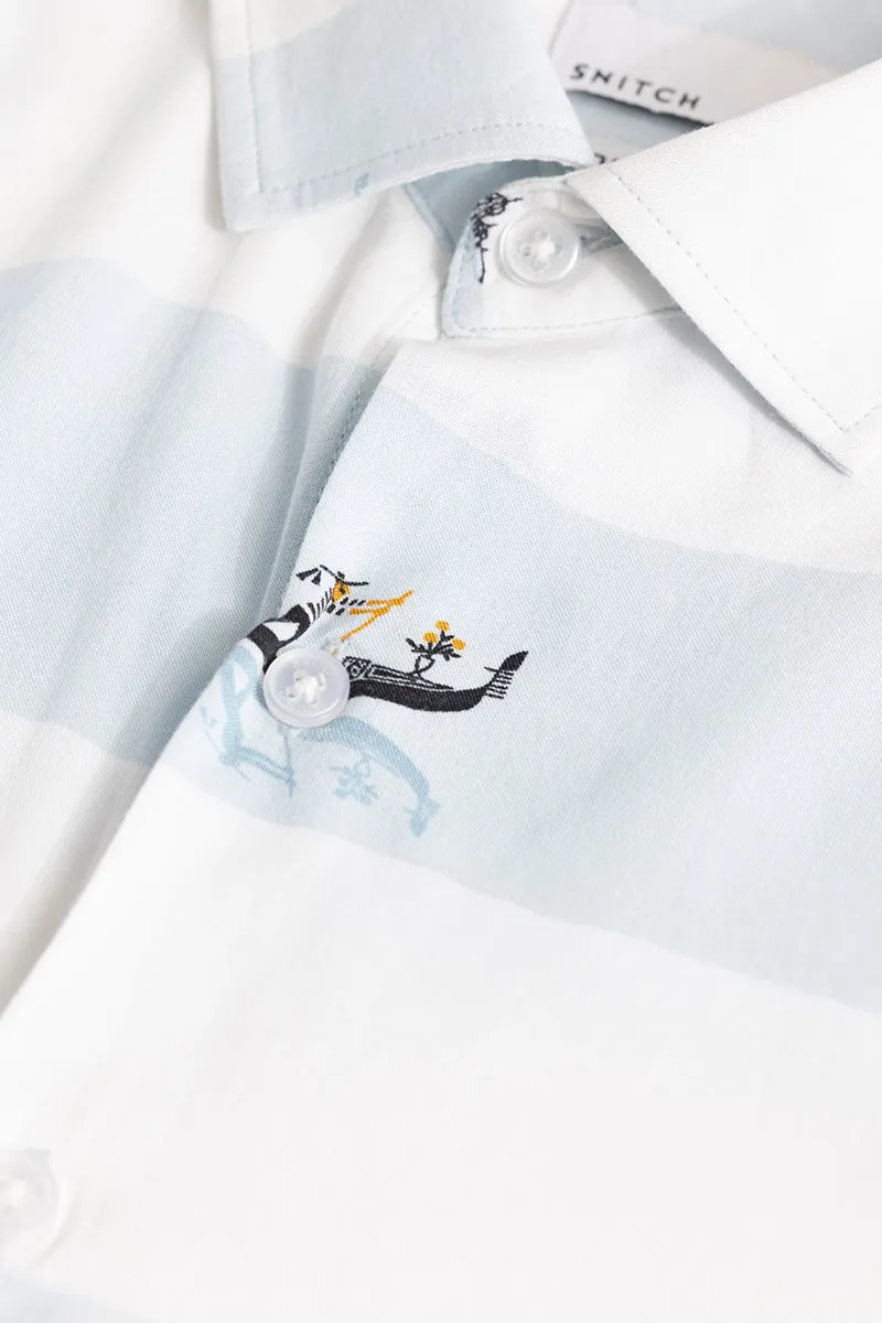 Graphic Banded Light Blue Shirt