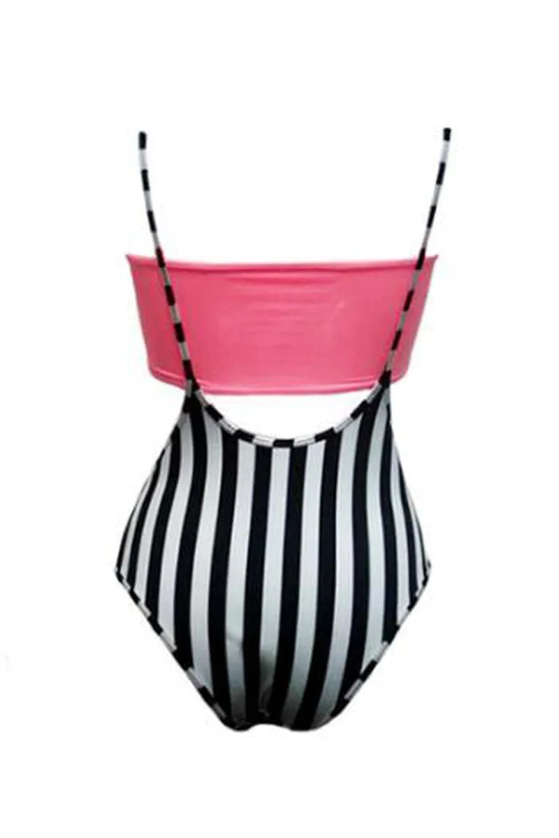 Hamade Activewear High Waisted Sling Bottoms - Black and White Striped