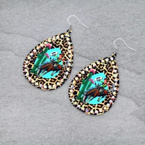 Leopard cowboy earrings