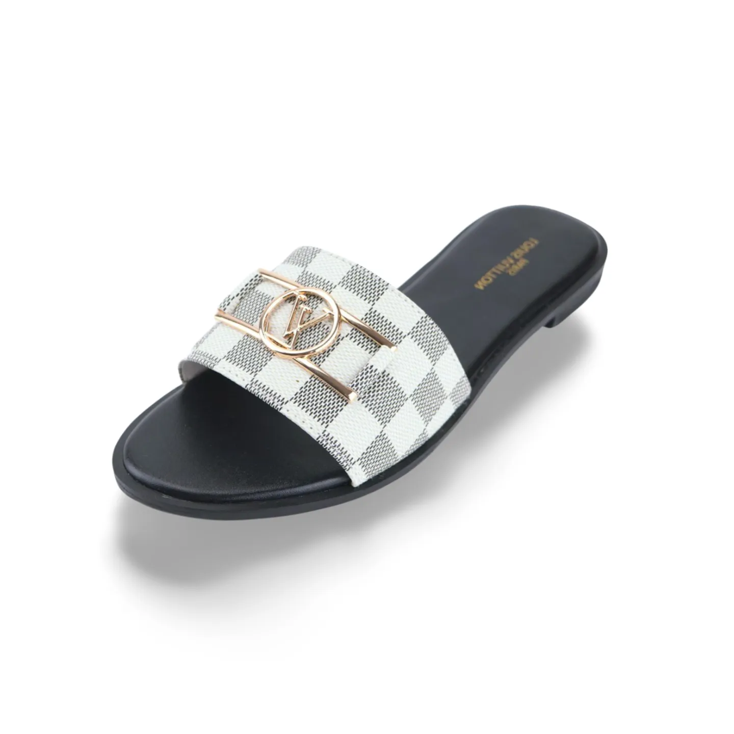 Luxury Ou Leather Flat Slides For Women