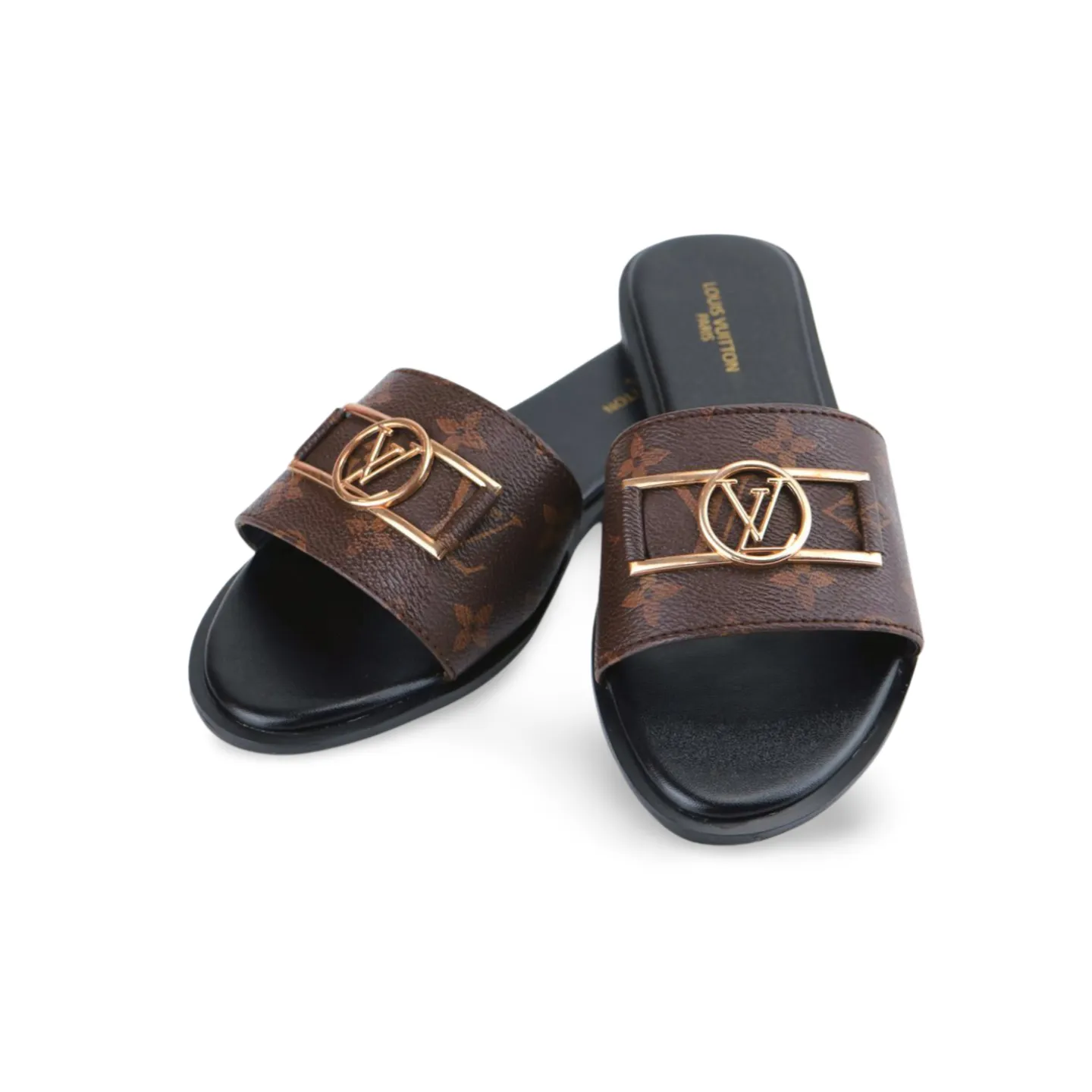 Luxury Ou Leather Flat Slides For Women