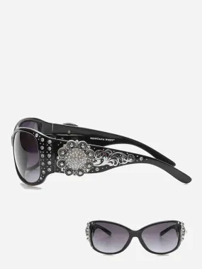 Montana West Rhinestone Flower Sunglasses For Women