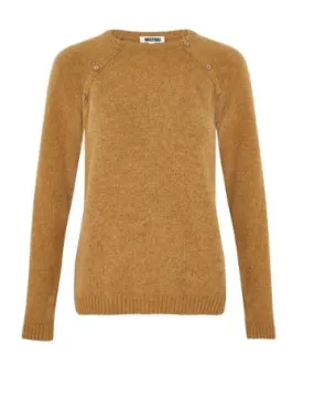 NEW Mistral Button Detail Crew Neck Jumper - Moss