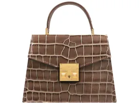 Odette Mini Orinoco 'Croc' Print Calf Leather Handbag - Taupe