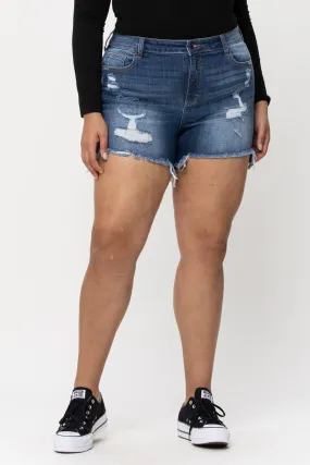 Plus High Rise Fray Shorts