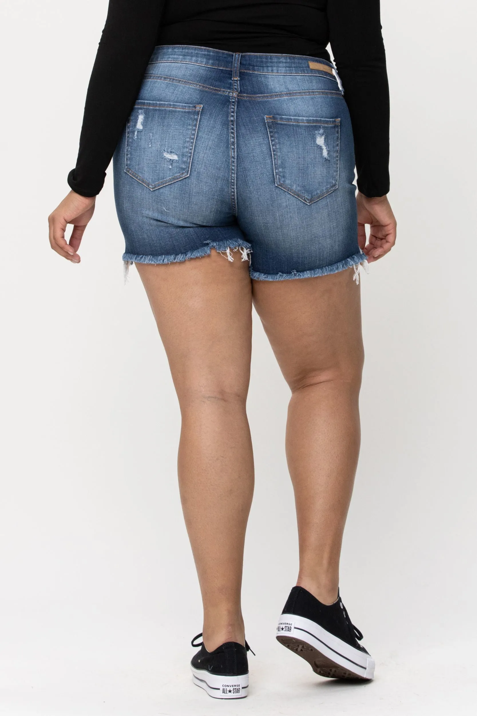 Plus High Rise Fray Shorts