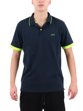 Polo Small Stripe Fluo S/s - Navy Blue