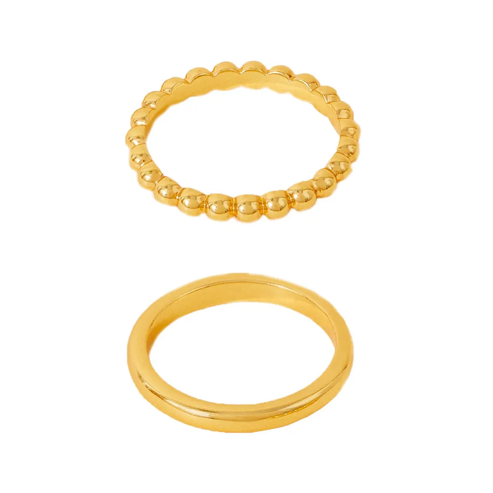 Real Gold Plated Gold Z 2 Bobble Ring Set