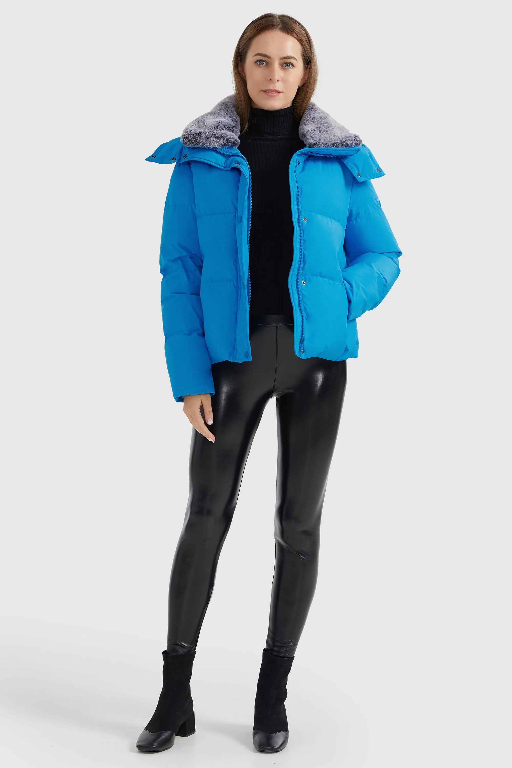 Removable Faux Fur Collar Puffer Down Jacket