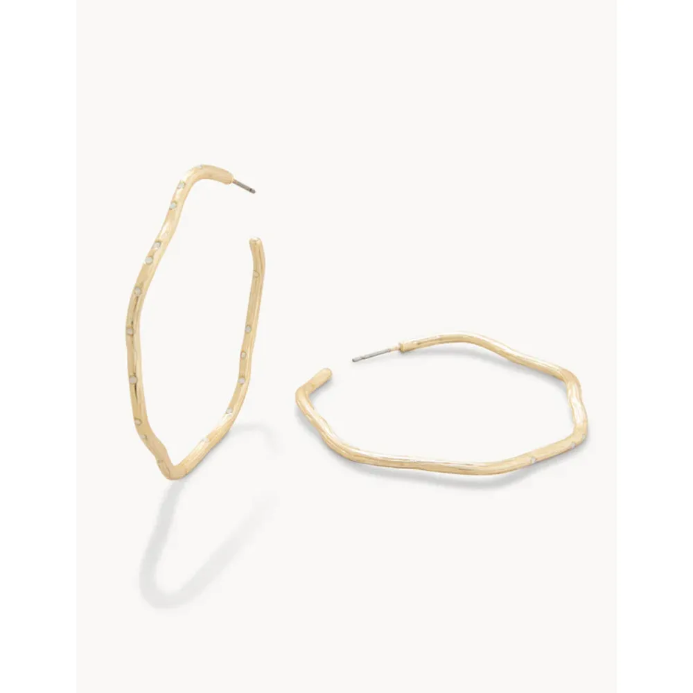 Sand Bar Wave Hoop Earrings - White Opal