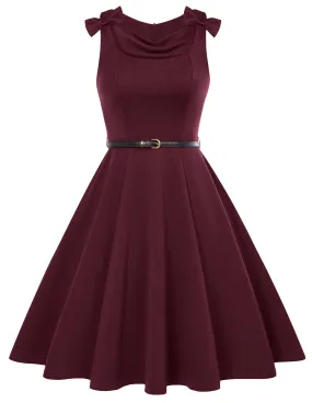 Seckill Offer⌛Sleeveless A Line Dress Vintage Cocktail Party Dress Swing Dress for Wedding Guest