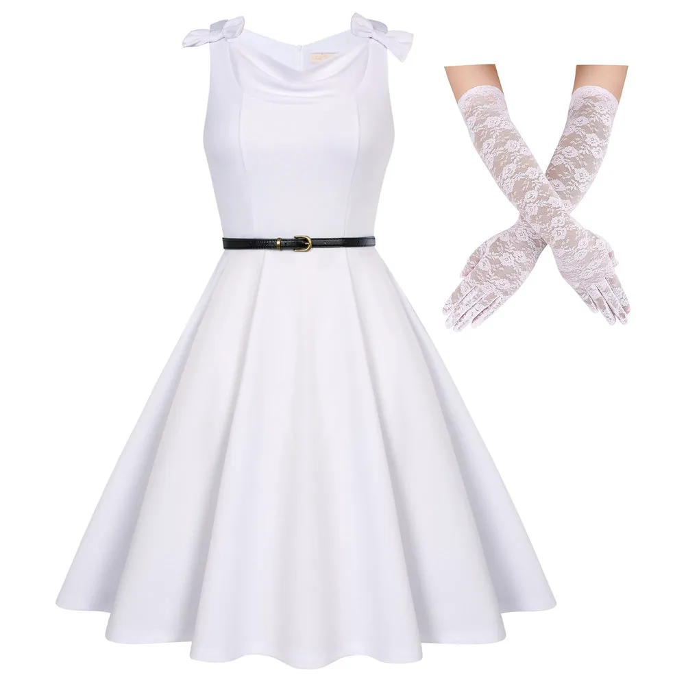 Seckill Offer⌛Sleeveless A Line Dress Vintage Cocktail Party Dress Swing Dress for Wedding Guest