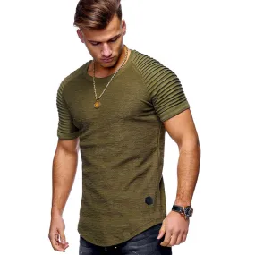 Solid Color Stripe Slim Fitness Men's T-shirt