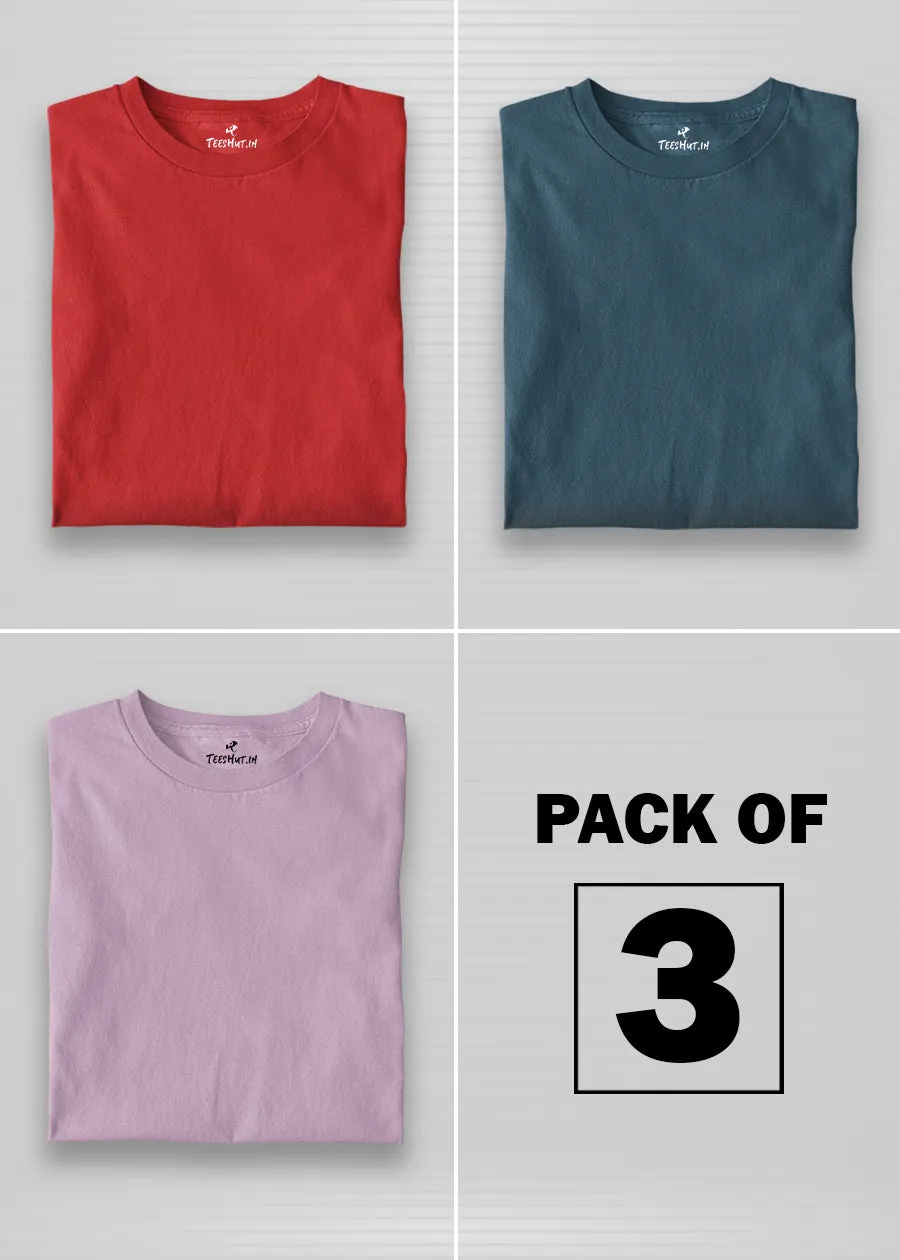 Solid Half Sleeve T-Shirt Women Combo - Pack of 3