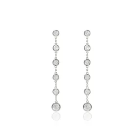 Sterling Silver White Sapphire Long Swing Earrings