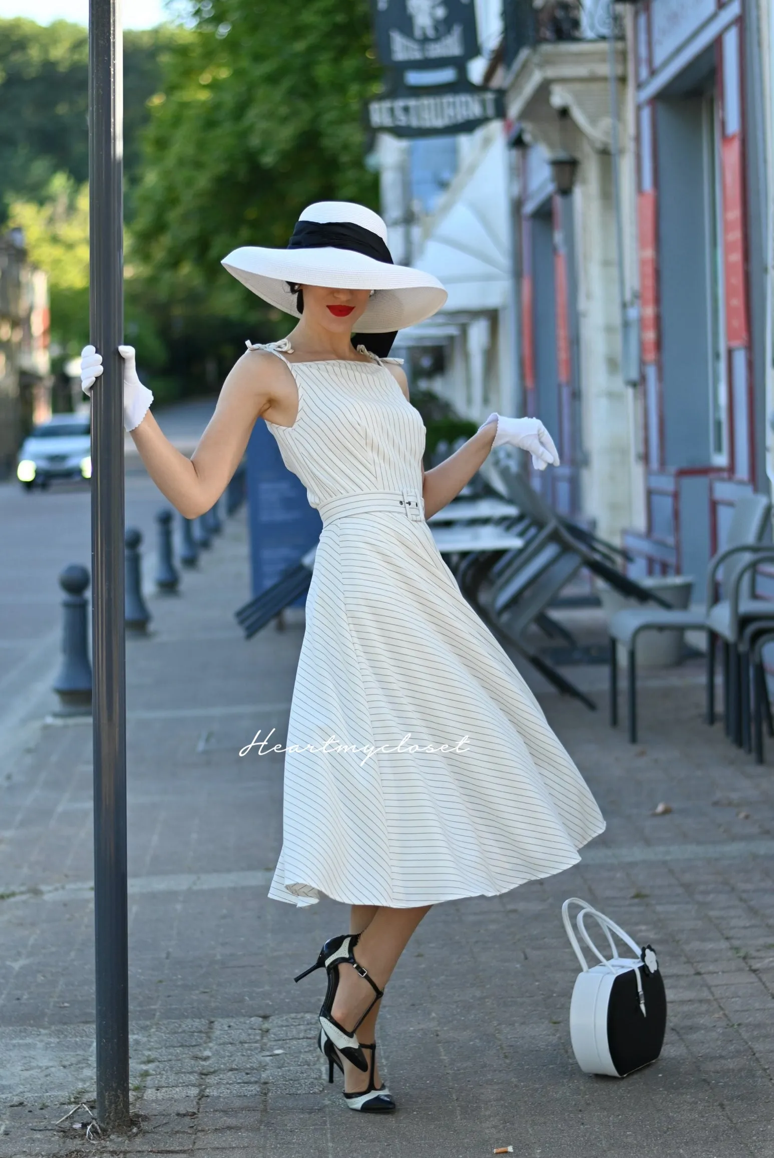 Tara pinstripe - vintage inspired swing dress 1950s