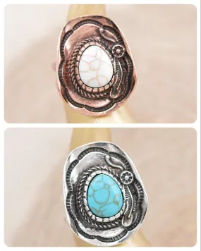 Western Cowboy hat Turquoise adjustable RING